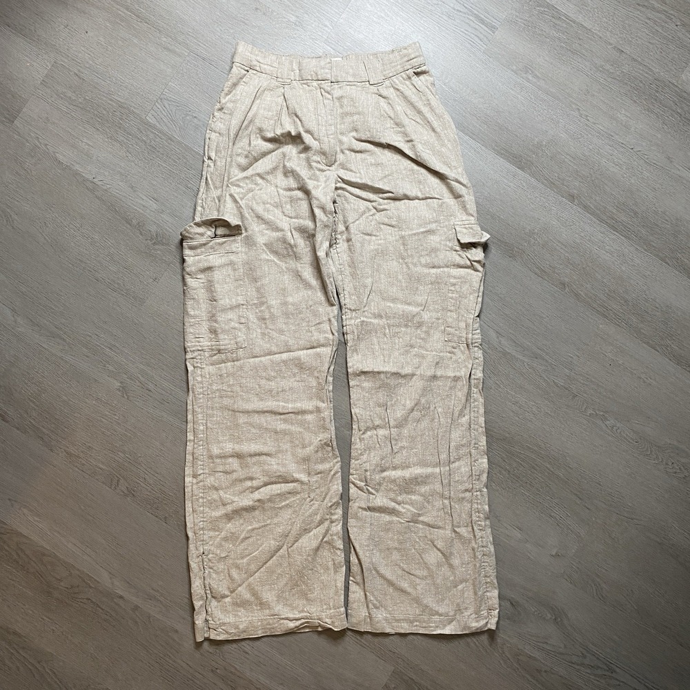Vintage Abercrombie & Fitch Women Wide Leg Tailored Brown Cargo Pants Sz Small S